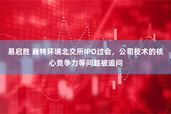 易启胜 巍特环境北交所IPO过会，公司技术的核心竞争力等问题被追问